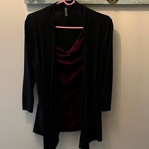 Allie & Rob Black and Burgundy Blouse